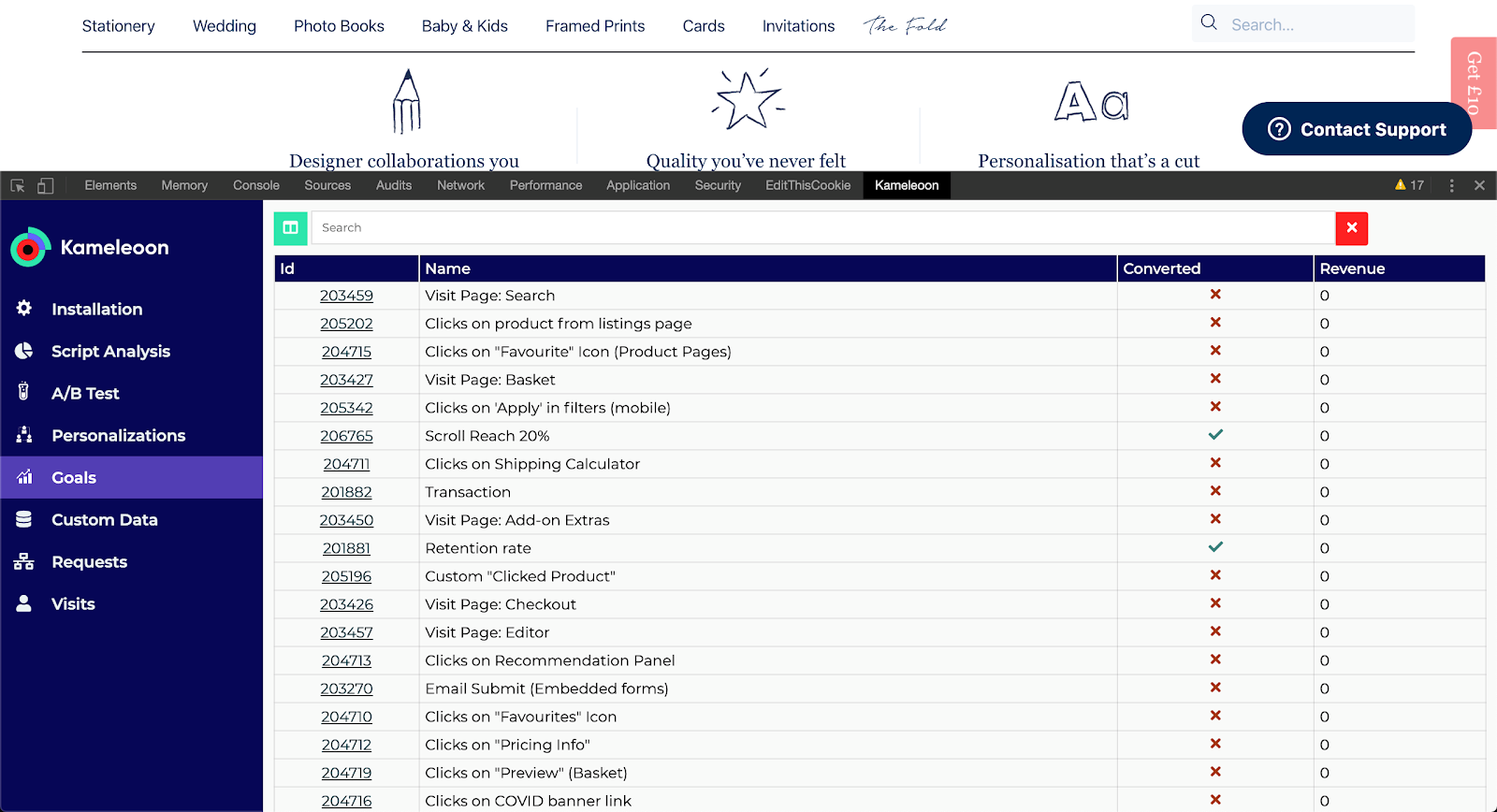 Kameleoon Chrome Goals Custom Data